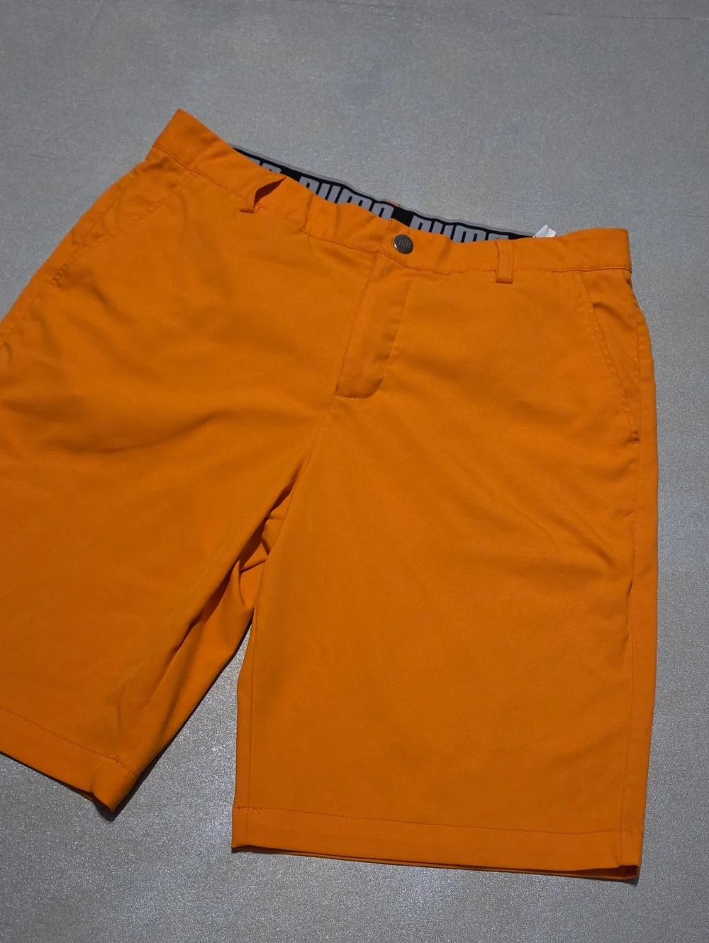Puma Men's Flat-Front Shorts in Bright Orange